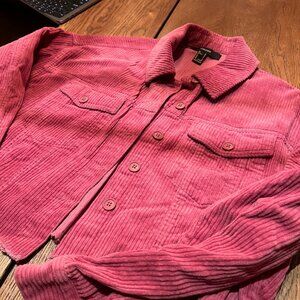 Pink corduroy cropped jean jkt